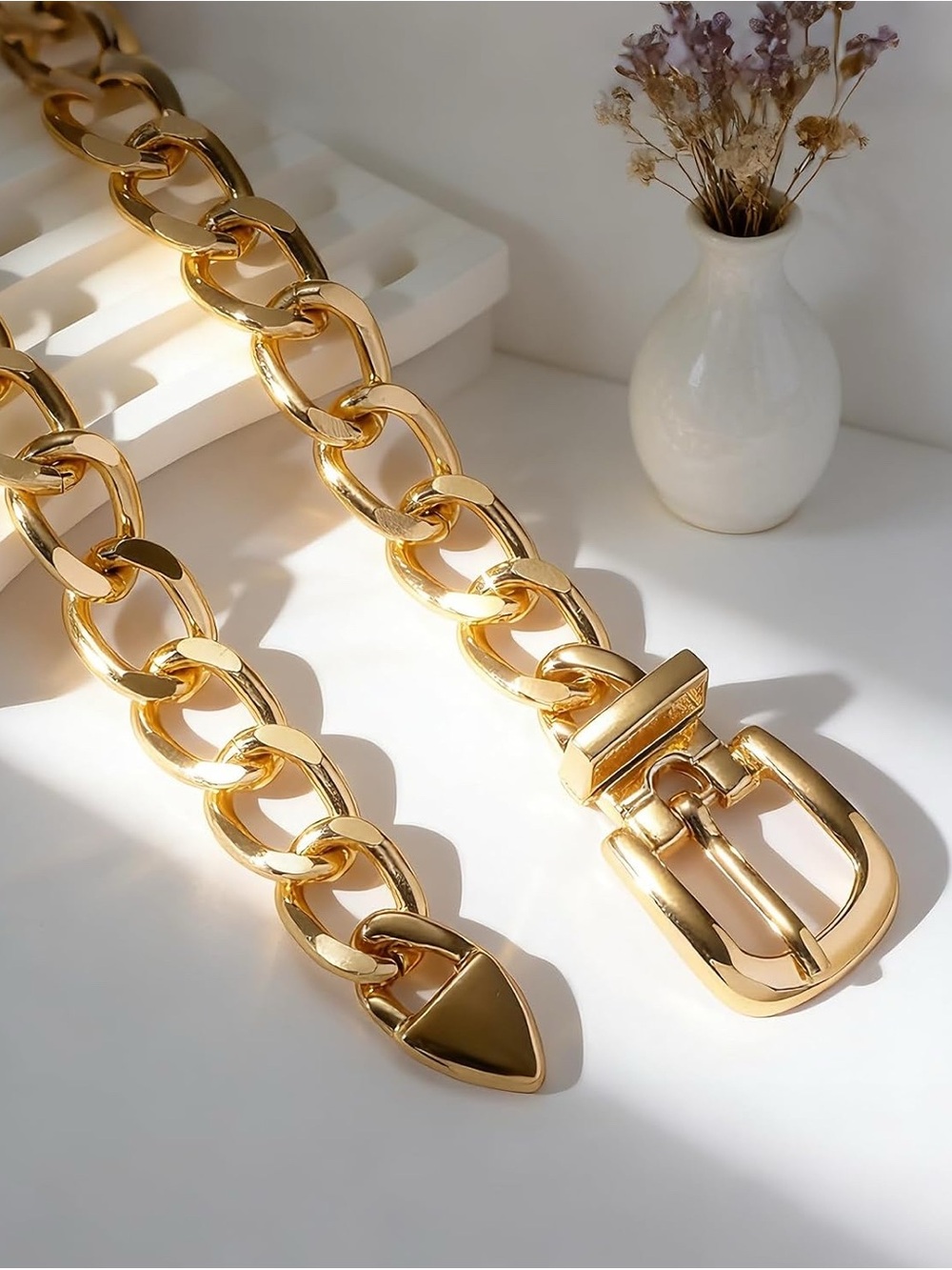 Gold Chunky Chain Belt Choker Necklace - Picture 2 of 7